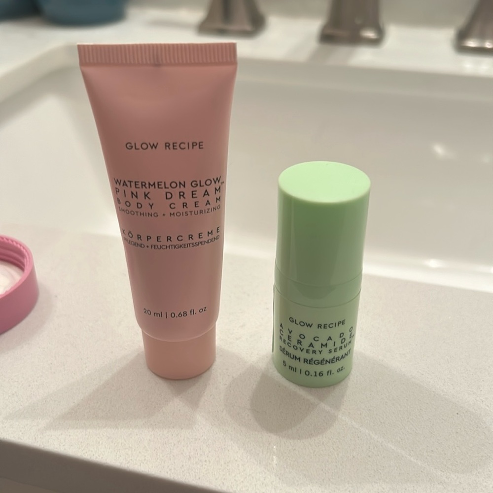 Glow Recipe Pink Dream Body Cream and avocado recovery serum